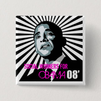 social workers for obama 2 inch square button