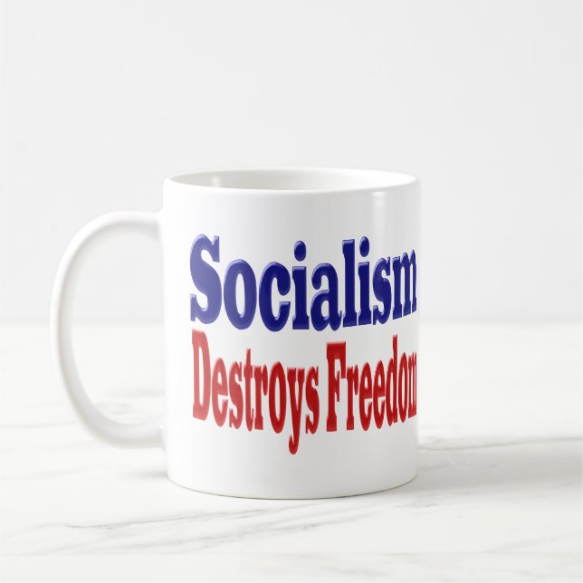Socialism Destroys Freedom with red blue half Coffee Mug (Left)