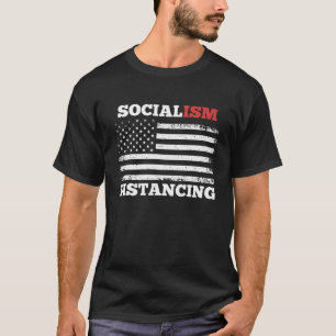 Socialism Distancing Vintage American Flag Anti So T-Shirt