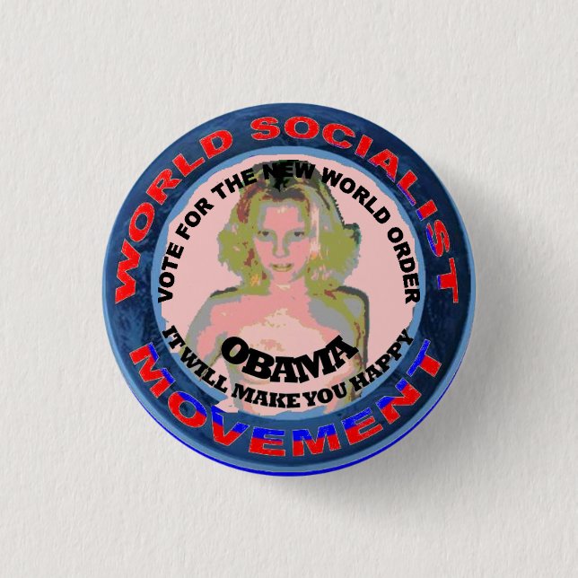 SOCIALIST CHICK 1 INCH ROUND BUTTON (Front)