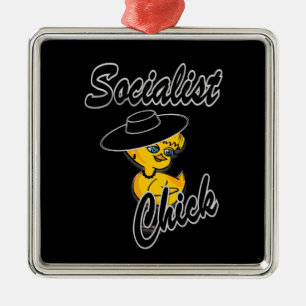 Socialist Chick #4 Metal Ornament