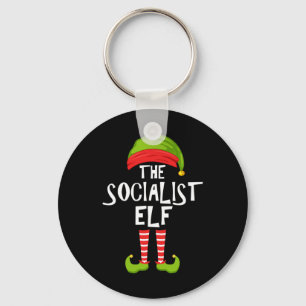 Socialist Elf Matching Family Christmas Party Paja Keychain