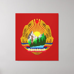 Socialist Republic Romania emblem coat arms commun Canvas Print