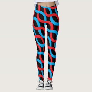 Socialite Entwined Waves Red Blue Pattern Leggings