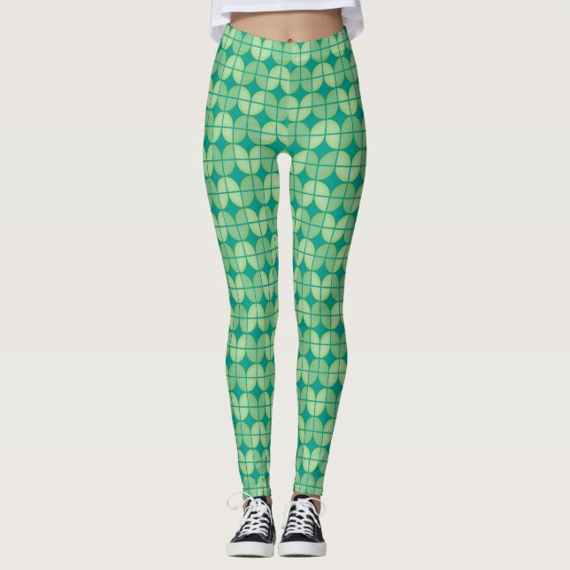 Socialite Quaters in Green Pattern Leggings (Front)