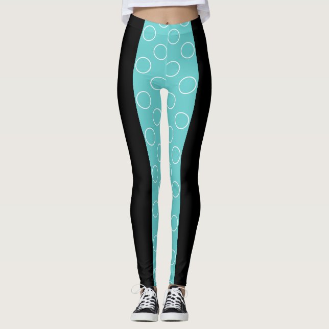 Socialite Turquoise Circles Pattern Leggings (Front)
