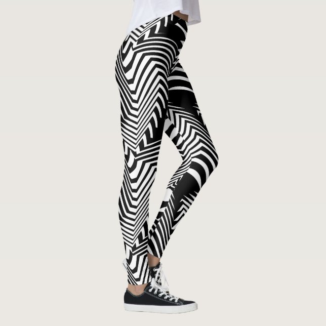 Socialite Wild & Crazy Black White Pattern Leggings (Right)