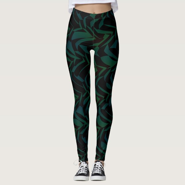 Socialite Wild Tropical Leaf Pattern Leggings (Front)
