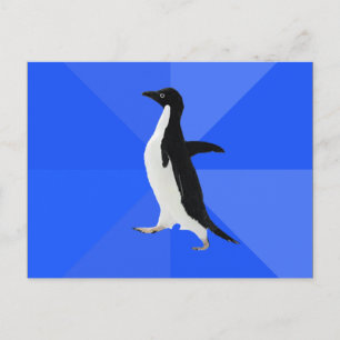 Socially Awkward Penguin ("Customize" to add text) Postcard