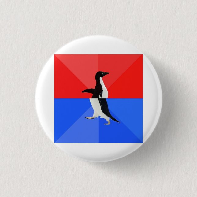 Socially Confused Penguin Advice Animal Meme 1 Inch Round Button (Front)