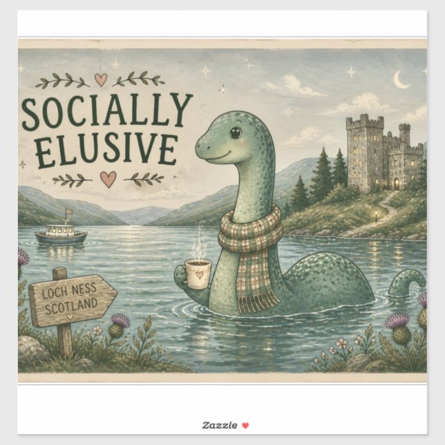 Socially Elusive Nessie Cozy Cryptid Loch Ness  (Sheet)