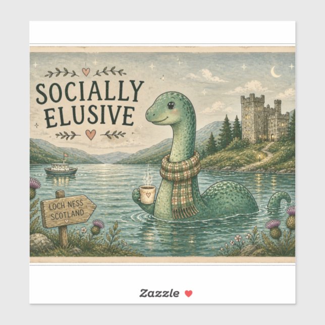 Socially Elusive Nessie Cozy Cryptid Loch Ness  (Sheet)