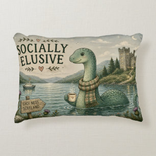 Socially Elusive Nessie Cozy Cryptid Loch Ness Accent Pillow