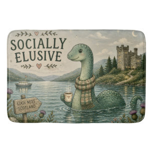 Socially Elusive Nessie Cozy Cryptid Loch Ness Bath Mat