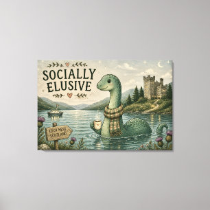 Socially Elusive Nessie Cozy Cryptid Loch Ness Canvas Print