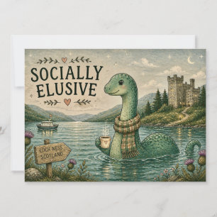 Socially Elusive Nessie Cozy Cryptid Loch Ness Card