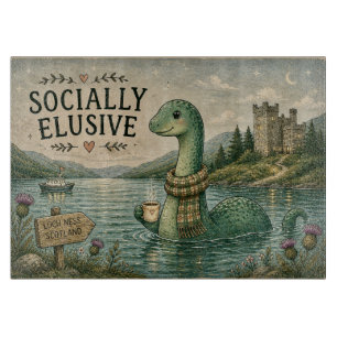 Socially Elusive Nessie Cozy Cryptid Loch Ness Cutting Board
