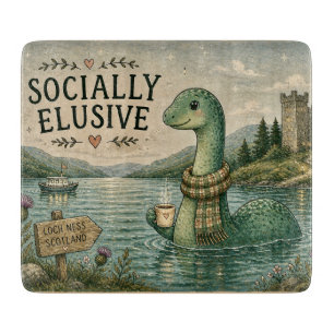 Socially Elusive Nessie Cozy Cryptid Loch Ness Cutting Board