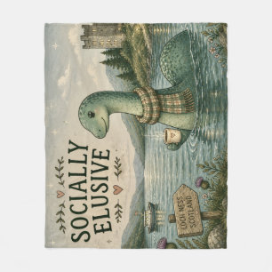 Socially Elusive Nessie Cozy Cryptid Loch Ness Fleece Blanket