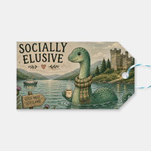 Socially Elusive Nessie Cozy Cryptid Loch Ness  Gift Tags