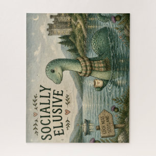 Socially Elusive Nessie Cozy Cryptid Loch Ness  Jigsaw Puzzle