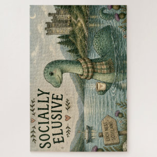 Socially Elusive Nessie Cozy Cryptid Loch Ness  Jigsaw Puzzle