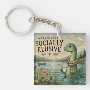 Socially Elusive Nessie Cozy Cryptid Loch Ness Keychain