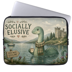 Socially Elusive Nessie Cozy Cryptid Loch Ness  Laptop Sleeve