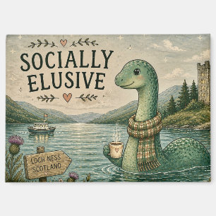 Socially Elusive Nessie Cozy Cryptid Loch Ness Magnet