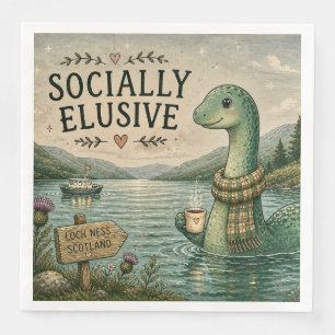 Socially Elusive Nessie Cozy Cryptid Loch Ness  Napkin