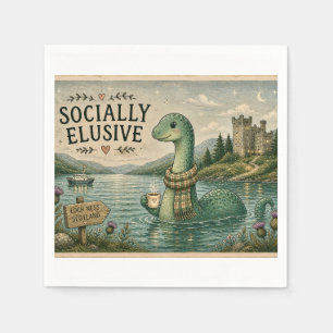 Socially Elusive Nessie Cozy Cryptid Loch Ness  Napkin