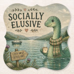 Socially Elusive Nessie Cozy Cryptid Loch Ness Paper Coaster<br><div class="desc">Socially Elusive Nessie Cozy Cryptid Loch Ness Monster Scotland</div>