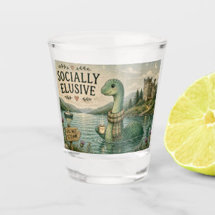 Socially Elusive Nessie Cozy Cryptid Loch Ness Shot Glass