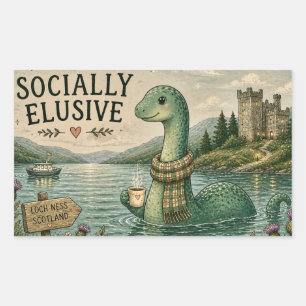 Socially Elusive Nessie Cozy Cryptid Loch Ness  Sticker