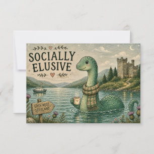 Socially Elusive Nessie Cozy Cryptid Loch Ness Thank You Card