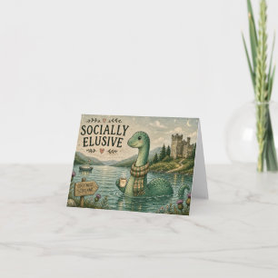 Socially Elusive Nessie Cozy Cryptid Loch Ness Thank You Card