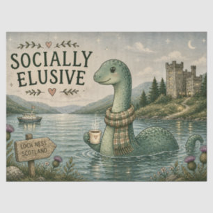 Socially Elusive Nessie Cozy Cryptid Loch Ness  Tissue Paper