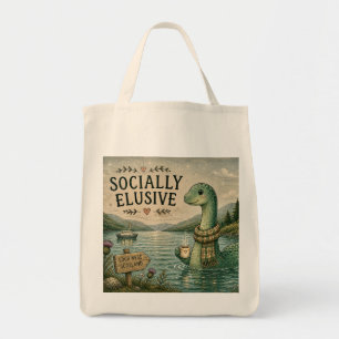 Socially Elusive Nessie Cozy Cryptid Loch Ness Tote Bag