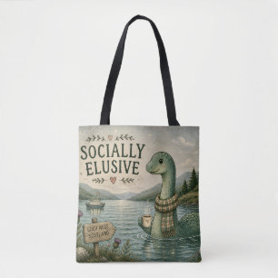 Socially Elusive Nessie Cozy Cryptid Loch Ness Tote Bag