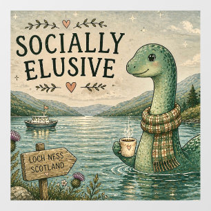 Socially Elusive Nessie Cozy Cryptid Loch Ness Window Cling