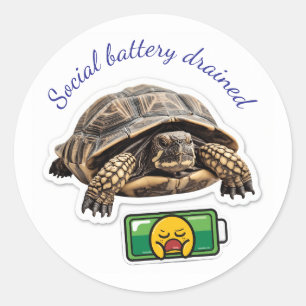 Socially tired classic round sticker