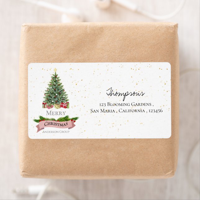 Société Blanc Faux Paillettes Roses Joyeux Noël (En situation)