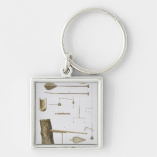 Society Islands: pangas, fishing hooks and other t Keychain
