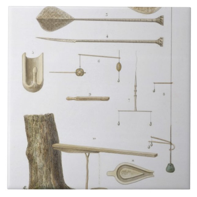 Society Islands: pangas, fishing hooks and other t Tile (Front)