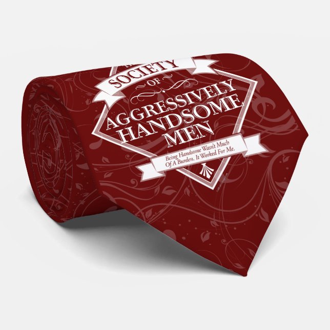 Society of Aggressively Handsome Men Tie (Rolled)