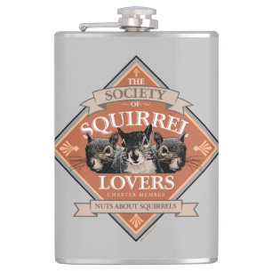 Society of Squirrel Lovers - funny squirrel Hip Flask