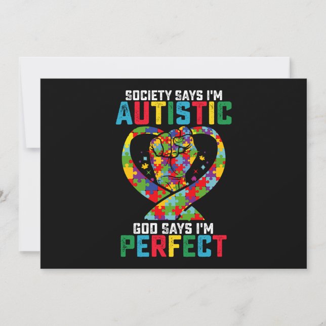 Society Says I'm Autistic God Says I'm Perfect Invitation (Front)