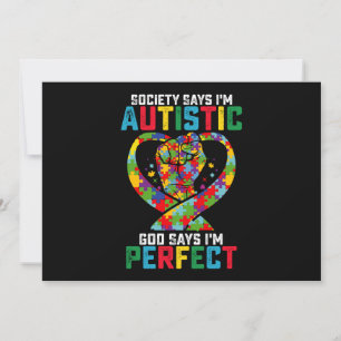 Society Says I'm Autistic God Says I'm Perfect Invitation