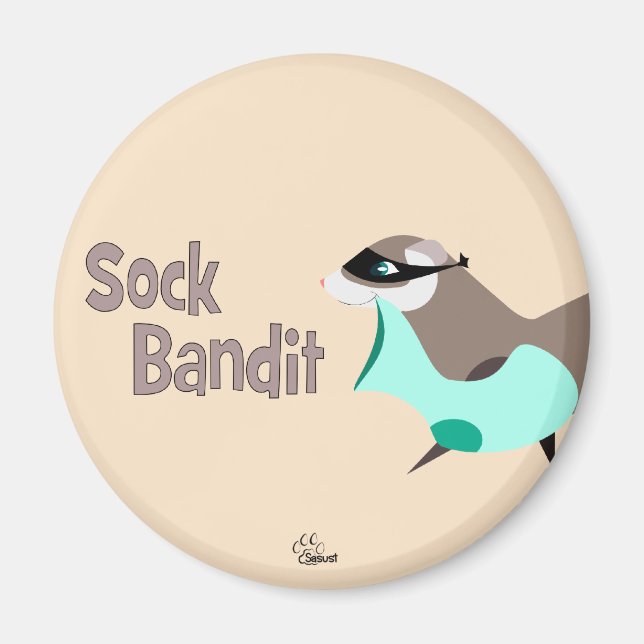 Sock Bandit Funny Ferret Magnet (Front)