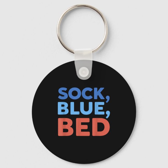 Sock Blue Bed Funny Meme _1  Keychain (Front)